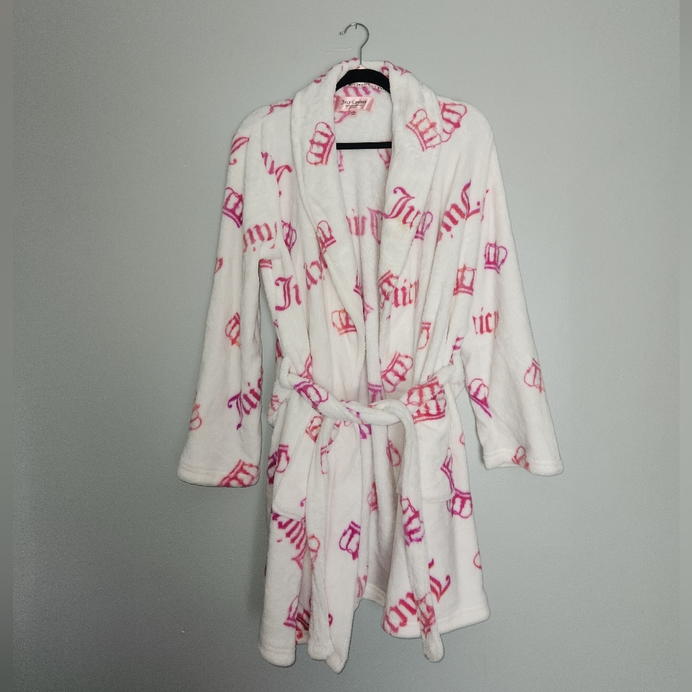 Womens L White and Pink Juicy Couture Robe
